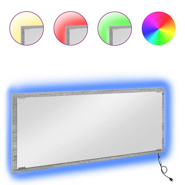 vidaXL Spiegel Graues Sonoma 90 x 8,5 x 37 cm Holzwerkstoff