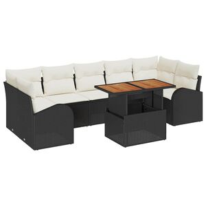 vidaXL Garten-Sofa-Set mit Speicher 8 pcs Schwarz Poly Rattan