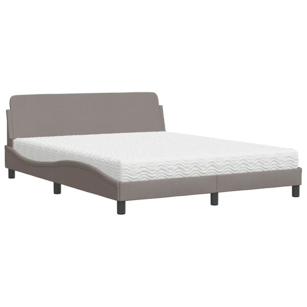 vidaXL Bett mit Matratze "Dover" Taupe 160x200 cm Stoff