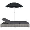 vidaXL Outdoor-Loungebett mit Sonnenschirm Poly Rattan Grau