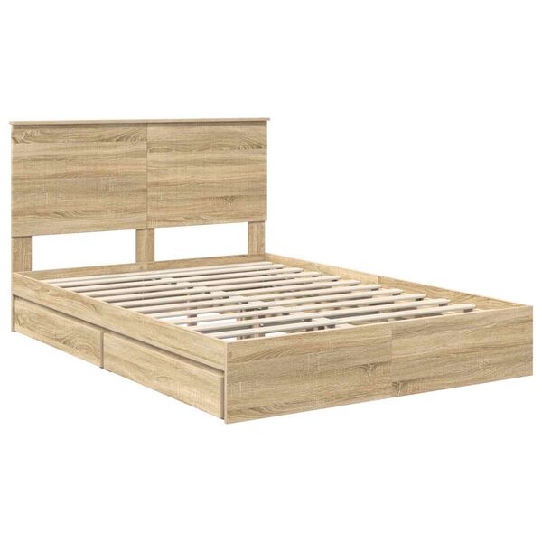 vidaXL Aufbewahrungsbett Sonoma-Eiche 135 x 190 cm Holzwerkstoff