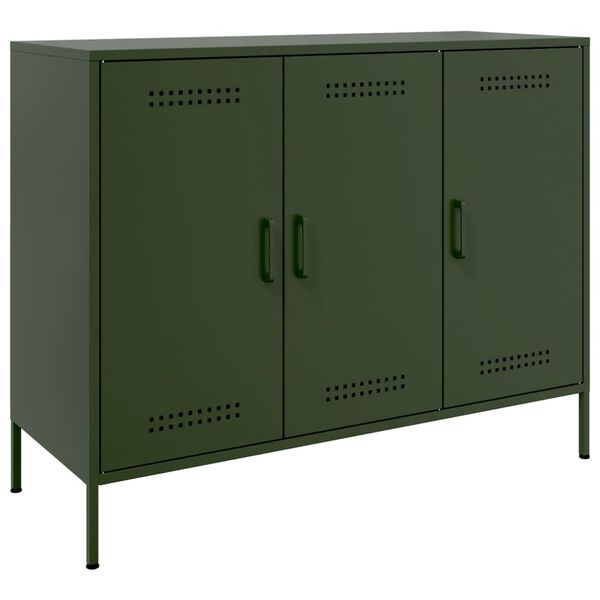 vidaXL Sideboard Olivgr&uuml;n 100,5x39x79 cm Stahl
