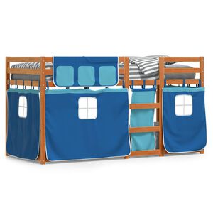 vidaXL Etagenbett ohne Matratze Braun & Blau 90x200 cm Massivholz Kiefer