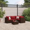 vidaXL 5-tlg. Garten-Lounge-Set mit Kissen Braun Poly Rattan