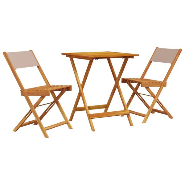 vidaXL 3-tlg. Bistro-Set Taupe Stoff und Massivholz