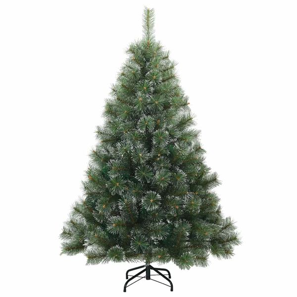 vidaXL Künstlicher Scharnier-Weihnachtsbaum schneebedeckt Weiß 150 cm