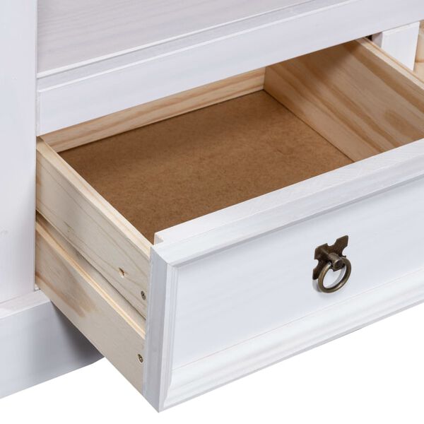 vidaXL TV-Schrank Mexiko-Stil Kiefernholz Weiß 91x43x56 cm