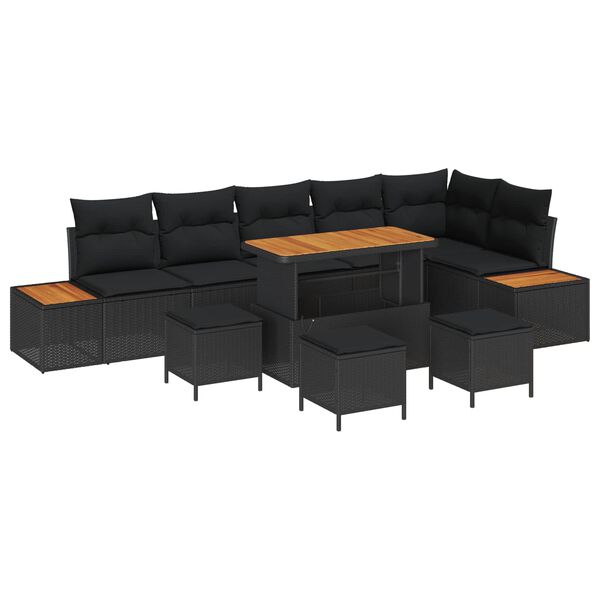 vidaXL Gartensofa-set 10 pcs Schwarz Poly-Rattan