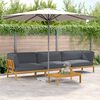 vidaXL Sofa Set mit Kissen Uni 4 pcs Anthrazit Massivholz Akazie