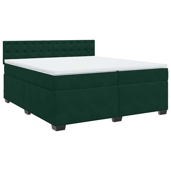 vidaXL Boxspringbett mit Matratze Dunkelgr&uuml;n 200x200 cm Samt