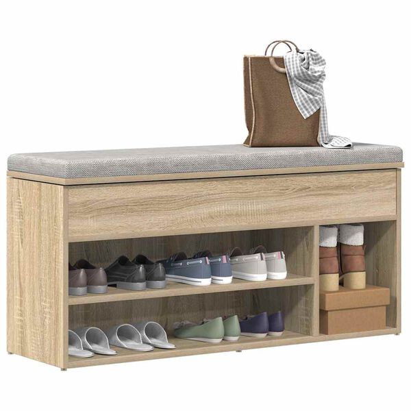 vidaXL Schuhbank Sonoma-Eiche 102x30,5x45 cm Holzwerkstoff