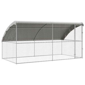 vidaXL Hundek&auml;fig 2 pcs Silber 4 x 2 x 2 m Verzinkter Stahl