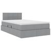 vidaXL Bett mit Stauraum und LED mit LED Hellgrau 120 x 190 cm Stoff