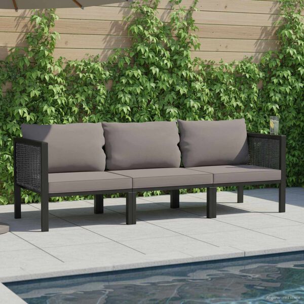 vidaXL 3-Sitzer-Sofa mit Auflage Anthrazit Poly Rattan