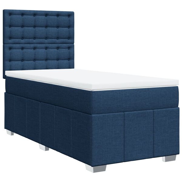 vidaXL Boxspringbett mit Matratze Blau 90x200 cm Stoff