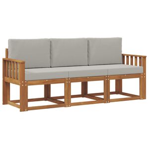 vidaXL Outdoor-Sofagarnitur mit Kissen 3 pcs Nat&uuml;rlich und Hellgrau