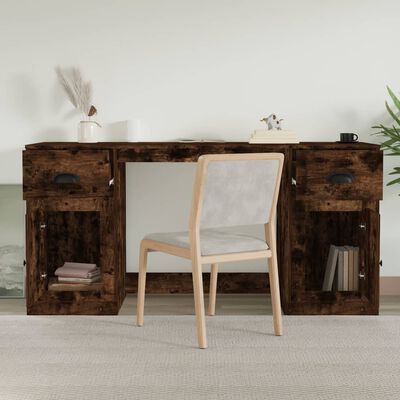 vidaXL Schreibtisch mit Stauraum Räuchereiche Holzwerkstoff