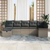 vidaXL Garten-Sofa-Set mit Kissen mit Speicher 7 pcs Grau Poly Rattan