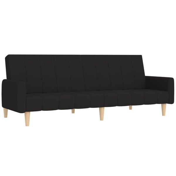 vidaXL Schlafsofa 2-Sitzer mit Fu&szlig;hocker Schwarz Stoff