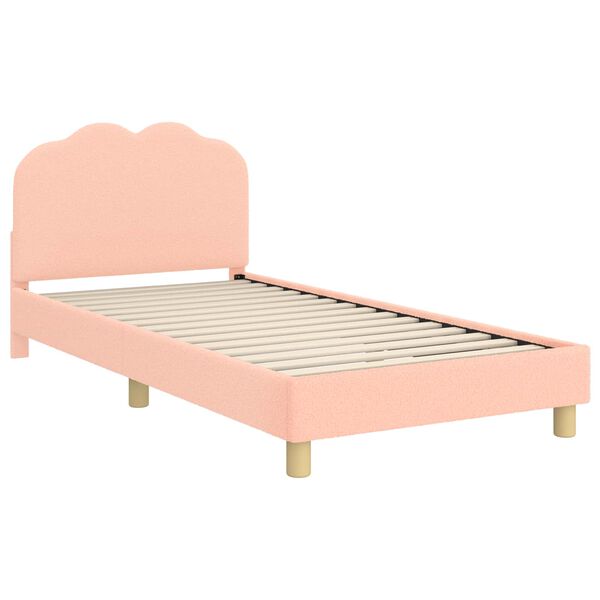 vidaXL Kinderbettgestell mit Kopfteil Rosa 90 x 200 cm Schafstoff
