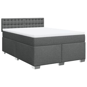 vidaXL Boxspringbett mit Matratze Dunkelgrau 140x190 cm Stoff