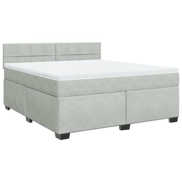 vidaXL Boxspringbett mit Matratze Hellgrau 180x200 cm Samt