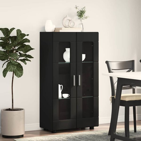vidaXL Sideboard mit Regal Schwarz 55,5 x 29 x 103 cm Holzwerkstoff