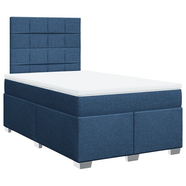 vidaXL Boxspringbett mit Matratze Blau 120x190 cm Stoff