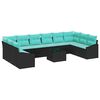 vidaXL Sofa Set mit Kissen 11 pcs Schwarz Poly Rattan
