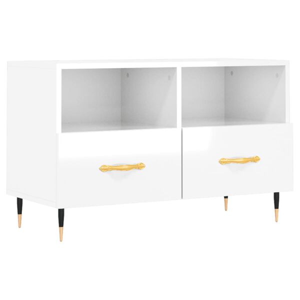 vidaXL TV-Schrank Hochglanz-Wei&szlig; 80x36x50 cm Holzwerkstoff