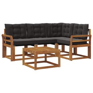 vidaXL Outdoor-Sofagarnitur mit Kissen 5 pcs Nat&uuml;rlich und Schwarz