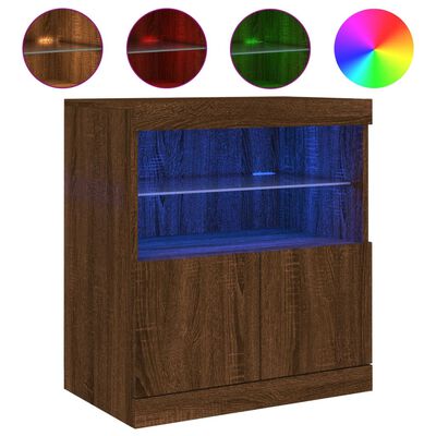 vidaXL Sideboard mit LED-Leuchten Braun Eichen-Optik 60x37x67 cm