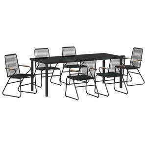 vidaXL Garten Essgruppe 7 stk. Schwarz Pulverbeschichteter Stahl