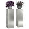 vidaXL Pflanzenständer 2 pcs Silber 24 x 24 x 75 cm Verzinkter Stahl