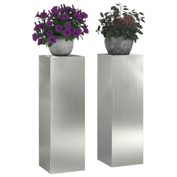 vidaXL Pflanzenständer 2 pcs Silber 24 x 24 x 75 cm Verzinkter Stahl