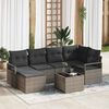 vidaXL Sofa Set mit Kissen mit Speicher 7 pcs Hellgrau Poly-Rattan