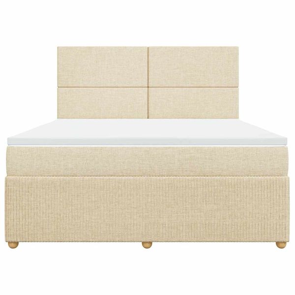 vidaXL Boxspringbett mit Matratze Creme 180x200 cm Stoff