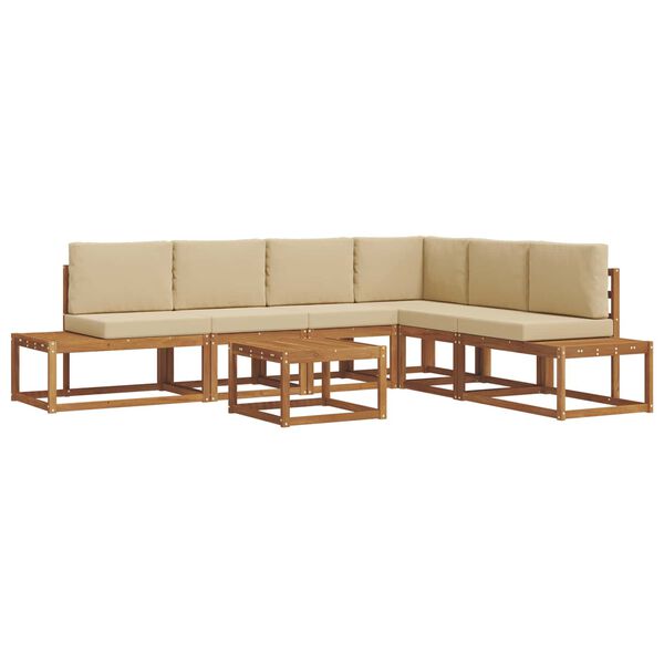 vidaXL Outdoor-Sofagarnitur mit Kissen 7 St&uuml;ck Natur und Beige