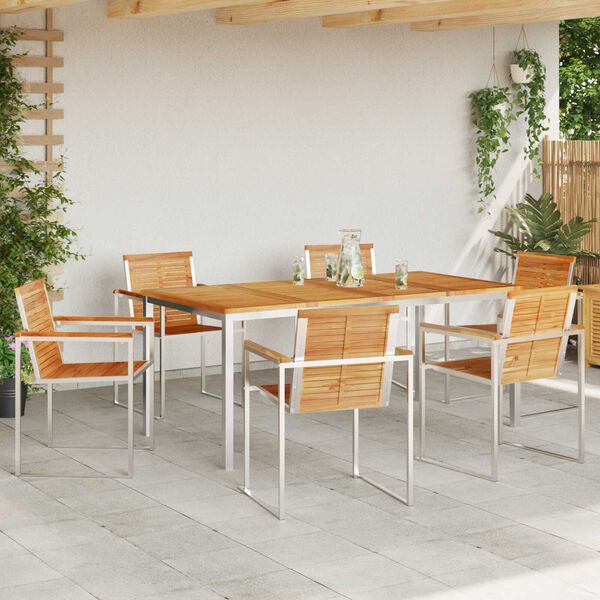 vidaXL Garten Essgruppe 7 pcs Braun Massivholz Teak