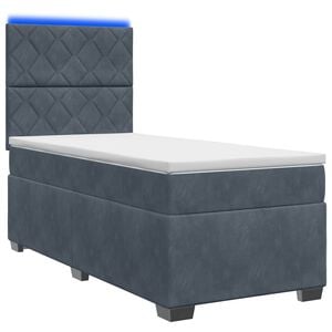 vidaXL Boxspringbett mit Matratze Dunkelgrau 80 x 200 cm Samt