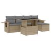 vidaXL 6-tlg. Garten-Sofagarnitur mit Kissen Beige Poly Rattan