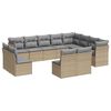 vidaXL 12-tlg. Garten-Sofagarnitur mit Kissen Beige Poly Rattan