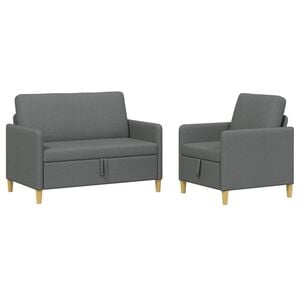vidaXL Sofa Set mit Stauraum 2 stk. Dunkelgrau Polyester