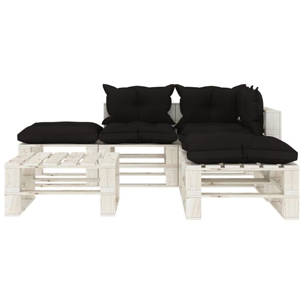 vidaXL 6-tlg. Garten-Lounge-Set Paletten mit Kissen in Schwarz Holz