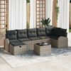 vidaXL Garten-Sofa-Set mit Kissen mit Speicher 8 pcs Grau Poly Rattan