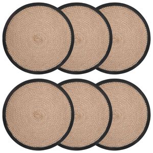 vidaXL Jute Platzsets 6 stk. Nat&uuml;rlich und Schwarz 100% Tossa Jute