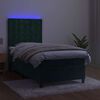 vidaXL Boxspringbett mit Matratze & LED Dunkelgr&uuml;n 100x200 cm Samt