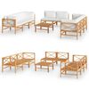 vidaXL 9-tlg. Garten-Lounge-Set mit Creme Kissen Massivholz Teak