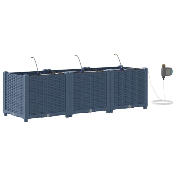 vidaXL Garten-Pflanzgef&auml;&szlig; 3 pcs Grau 120 x 40 x 37,5 cm Kunststoff