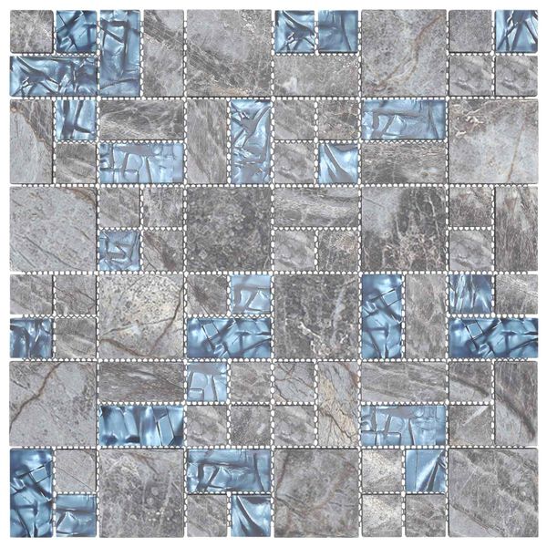 vidaXL Mosaikfliese 11 pcs Grau und Blau 50 x 50 cm Glas